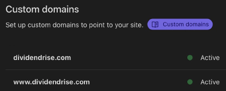Custom domains for dividendrise.com