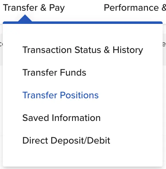 Initiate an account transfer by choosing to transfer positions