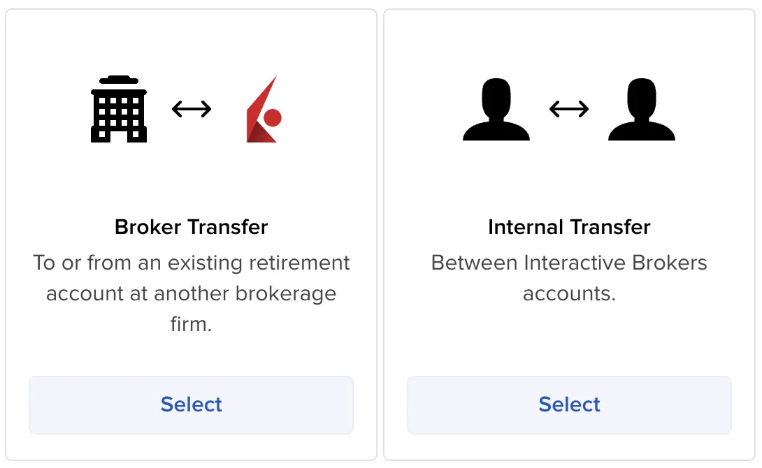 Select Broker Transfer to transfer from another broker