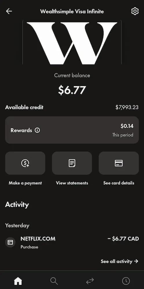 Credit card activity